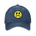 thumbnail image 1 of DouZhe Adjustable Washed Cotton Baseball Cap - Sad Face Prints Vintage Dad Hat Unisex Sports Caps (Blue), 1 of 6