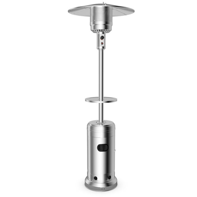 Patiojoy Chauffage à Rouleau en Acier pour Patio Chauffage au Propane Autoportant Extérieur avec Table Adapté pour Jardin Mariage & Fête Argent