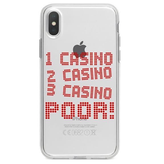 DistinctInk Clear Shockproof Hybrid Case for iPhone X / XS (5.8" Screen) - TPU Bumper Acrylic Back Tempered Glass Screen Protector - 1 Casino 2 Casino 3 Casino Poor