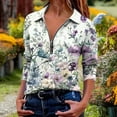 thumbnail image 2 of Enjoytime Women Shirts Collared Long Sleeve Half Zip Pullover Tops Fall Fashion Printed Business Casual Blouse, 2 of 6