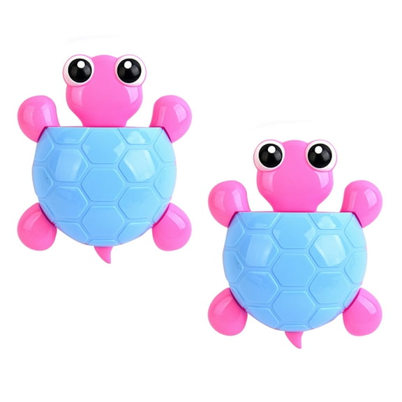 FUEENIRVA 2Pcs Cartoon Animal Toothbrush Holder Turtle Shape Blue Plastic For Bathroom Use