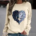 thumbnail image 2 of Luxalzxs Valentine Shirts for Women Casual Horse Heart-Shaped Print Raglan Long Sleeve Blouse Tops Sweatshirt Valentines Day Outfit, 2 of 4