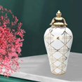 thumbnail image 4 of Oriental Ginger Jar Jarrón Decoración para el hogar Tarro de almacenamiento con tapa Adorno Mesa Centro de mesa Arreglo floral para restaurante Café 30cmx65cm Macarena Tarro de jengibre de cerámica, 4 of 7