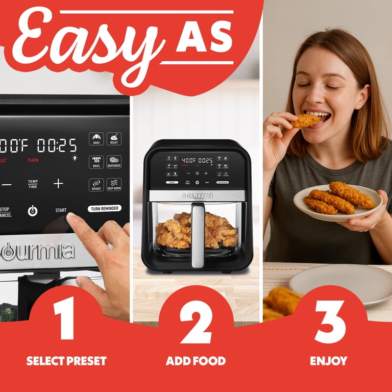 Gourmia 7-Quart Digital Air Fryer with Glass Basket and 12-One