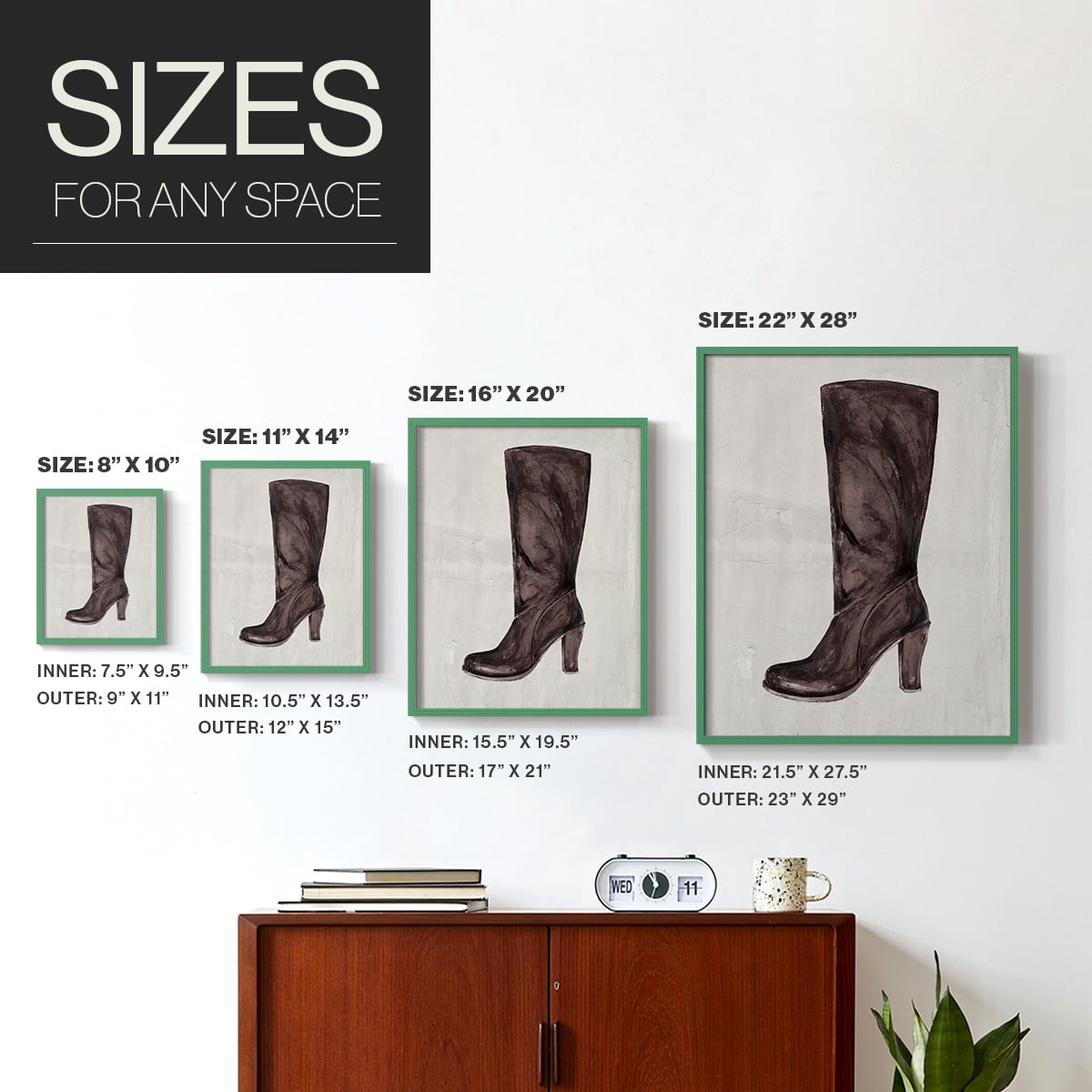 The Shoe Fits III V1 Framed Print in Green Solid Wood Framed Print No Nail Hanging