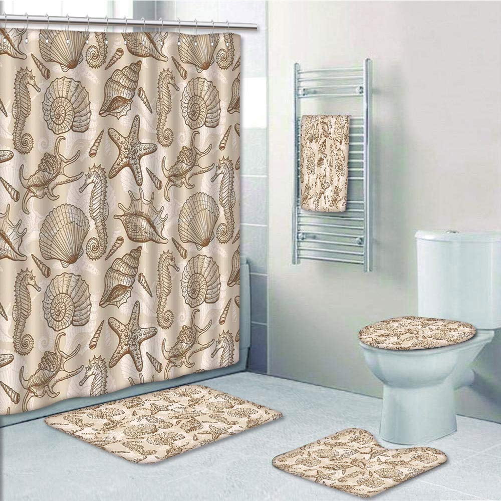 PRTAU Exotic Marine Animals in Retro Ilustration Shells Starfish