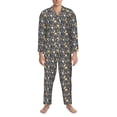 thumbnail image 3 of Uemuo Bulldog Print Pattern 2-Piece Loungewear Set - Men’s Soft Sleepwear, Cozy Winter PJs, Comfy Sleep Set-Large, 3 of 7