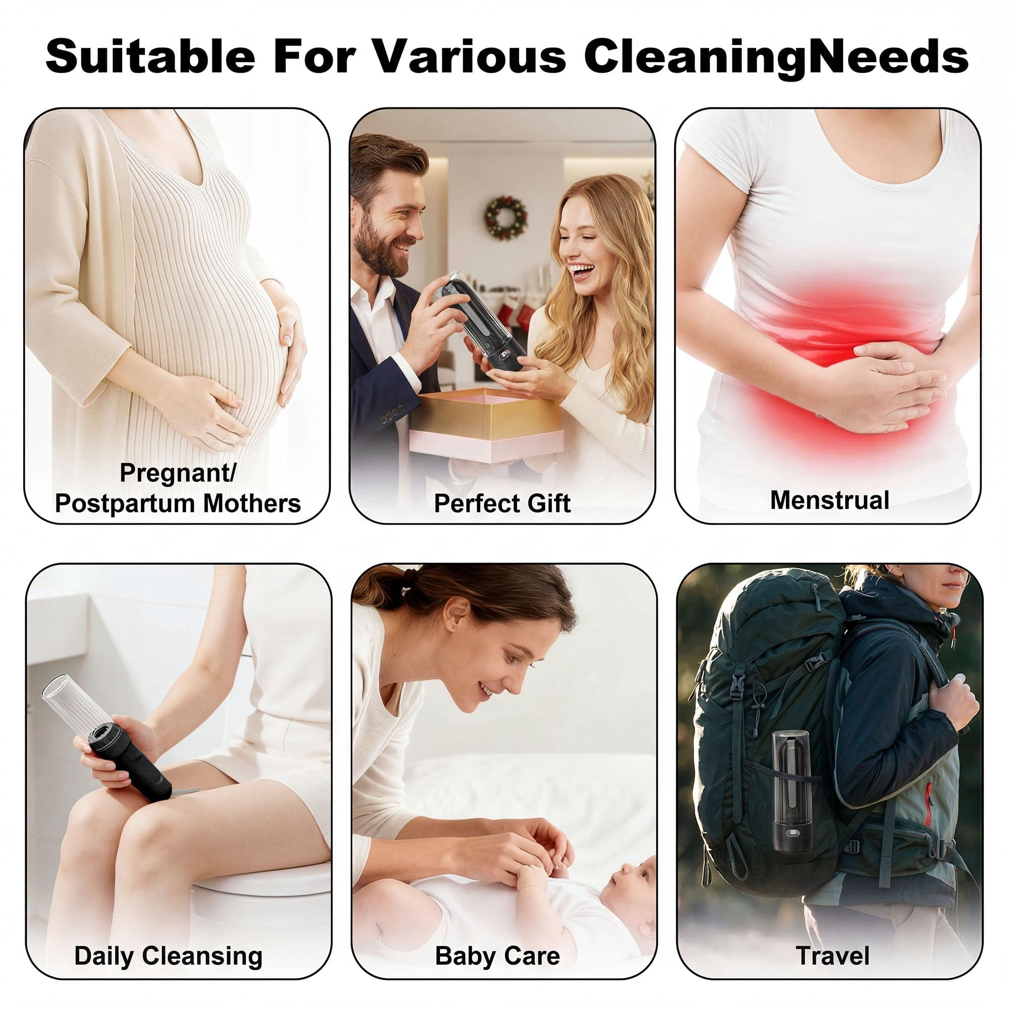 Portable Bidet For Travel | Bathroom - Rechargeable Electric Sprayer With 3 Waterproof Ultimate Personal Hygiene Cleaning At Home Office And Camping (black)
