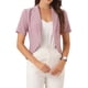 thumbnail image 1 of BLAZER CORTO DE OFICINA PARA MUJERES CHIC DE NEGOCIOS CON SOLAPA Y MANGAS CORTAS, ABIERTO, TALLA XL, GRIS ROSA, 1 of 6