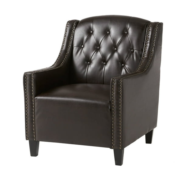 Noble House Gabby Modern Contemporary Tufted Bonded Leather Club Accent Chair Brown Com Noble House Gabby Modern Contemporary, Leather Club Accent Chair