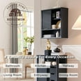 thumbnail image 3 of OKD Bathroom Storage Cabinet, Modern Medicine Cabinet with Adjustable Shelf for Kitchen & Living Room, Dark Grey, 3 of 6
