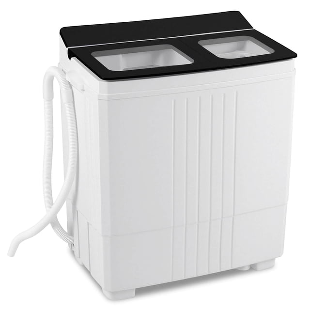 Costway Portable Washing Machine, 20 lbs Compact Laundry Machine with 12 LBS Washer Black & White