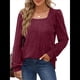 thumbnail image 1 of Camisas Tipo Túnica para Mujer, Camisas Holgadas de Larga, Camisas de Cuello Cuadrado Vino Tinto XL, 1 of 8