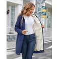 thumbnail image 3 of LVWQ Women's Long Sherpa Lined Hoodie Jacket Full Zip Fleece Sweatshirt Warm Hooded Coat with Pockets Winter Casual Tunic Outerwear, 3 of 7