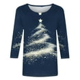 thumbnail image 4 of Up to 65 off!Lolmot Christmas Tops for Women Casual Graphic Shirts Xmas Tree Holiday T Shirt Crewneck 3/4 Sleeve Tee Tops, 4 of 5