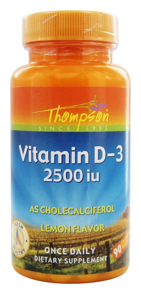 Thompson - Vitamin D3 As Cholecalciferol Lemon Flavor 2500 IU - 90 Chewable Tablets