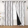 thumbnail image 2 of Lfeey Blackout Curtains Thermal Insulated Grommet Top Drapes For Living Room, Black Branch Print, 52W x 96L inch 2 Panels, 2 of 7