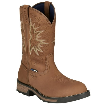 Tony Lama Men's Boom Saddle Cowhide Pull On Western Work Boot Composite Toe Tan 11 D(M) US