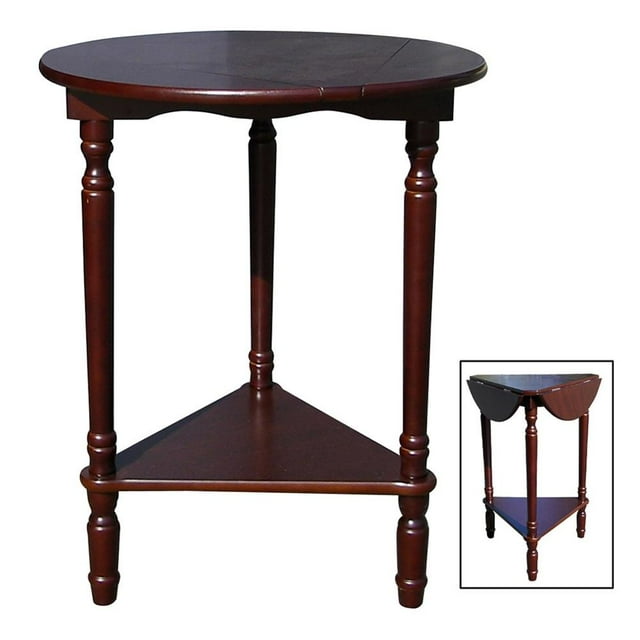 Table d'Appoint en Bois Réglable de 25 Pouces de Haut, Dessus Rond avec Finition Cerisier