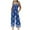 Blue, variant on Tnhcen Women's Casual Jumpsuit Elastic Waist Floral Print Romper Stretchy Wide Leg Summer Outfit 4-Way Stretch Easy Wear S-2XL Plus Size