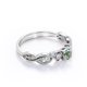 thumbnail image 3 of JeenMata Anillo Compromiso Filigrana Victoriano 7 Piedras 1,75 ct Brillante Redonda Ágata Verde Musgo Veteada y Moissanita Baño Oro Blanco 18K sobre Plata, 3 of 6