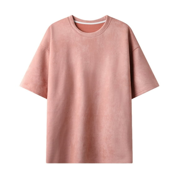 M-4X Plus Size Sueded T Shirts for Men Big & Tall Short Sleeve Crewneck Tees Tops Mens Pullover Solid Color Drop Shoulder Streetwear Tshirts Shirt