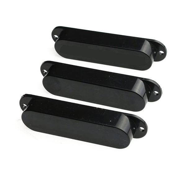 3 piezas de cubierta de pastilla de bobina simple sólida cerrada para reemplazo de guitarra eléctrica de plástico negro