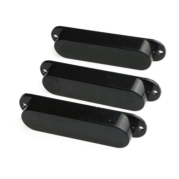 3 piezas de cubierta de pastilla de bobina simple sólida cerrada para reemplazo de guitarra eléctrica de plástico negro