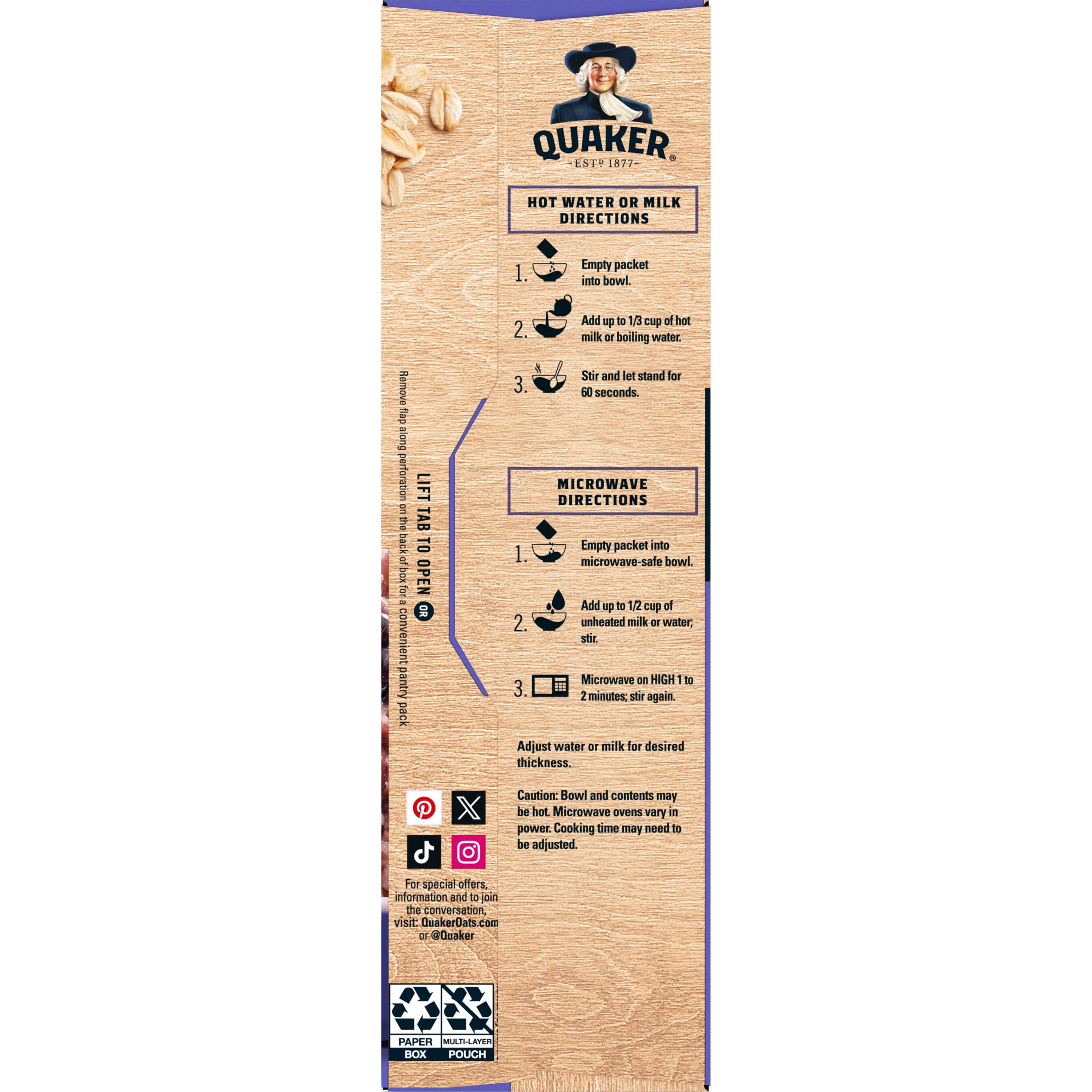 (3 pack) Quaker Immunity Instant Oatmeal, Blueberry Blackberry, Good Source of Vitamins C, D, & Zinc, Whole Grains. 1.41 oz packets, (6 Pack)