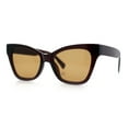 thumbnail image 4 of Womens Oversized Horn Rim Cat Eye Retro Fashion Plastic Sunglasses All Brown, 4 of 8