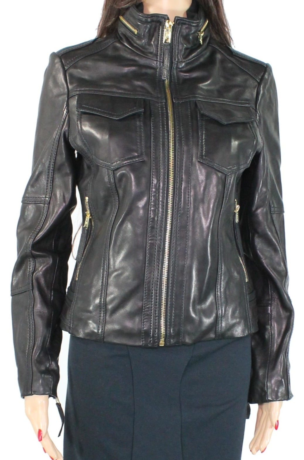 ladies petite leather biker jacket