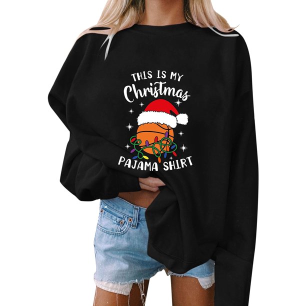 Sudadera de manga larga Gibobby Casual Otoño e Invierno cuello redondo estampado navideño M