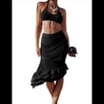 thumbnail image 2 of Traje de Baño de Dos Piezas de Crochet para Mujer, Top de Bikini de Cintura Alta, Falda de de , para Playa. Negro S, 2 of 8