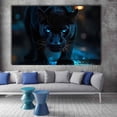 thumbnail image 5 of Mudket Blue Eyed Black Panther Night Scene Canvas Wall Art, Moody Modern Wildlife Cool Posters Print Waterproof Canvas for Man Cave Office Living Room Home Decor, Framed Ready to Hang - 12"L x 8"W, 5 of 9