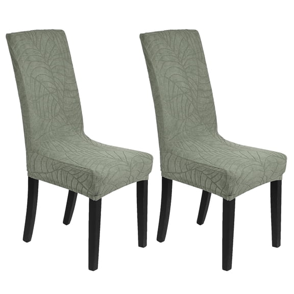 Uxcel Waterproof Chair Cover Set of 2, Dining Room Stretch Jacquard Chair Covers Protectors Washable Chair Slipcovers [Matcha Tea]