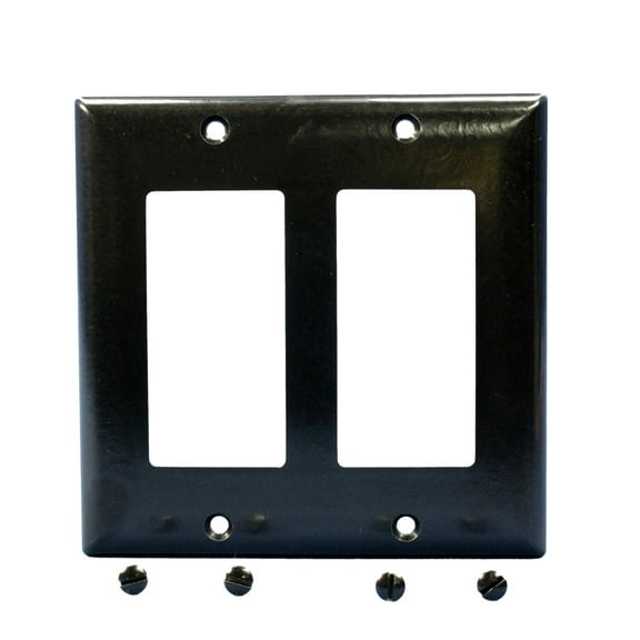 Pass and Seymour Black 2-Gang Decorator Urea Thermoset Wallplate Cover SP262-BKU