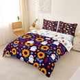 thumbnail image 2 of Homewish Cute Halloween Ghost Bedding,Sunflower Autumn Floral Print Duvet Cover Full,Deep Purple Yellow,Halloween Reversible,3 Pieces,1 Duvet Cover and 2 Pillowcases, 2 of 6