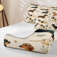 thumbnail image 4 of Manfei Cute Dalmatian Bed Spread Queen, Western Dachshund Queen Coverlet Set, Cream, 3-Piece, 1 Quilt and 2 Pillowcases, 4 of 7