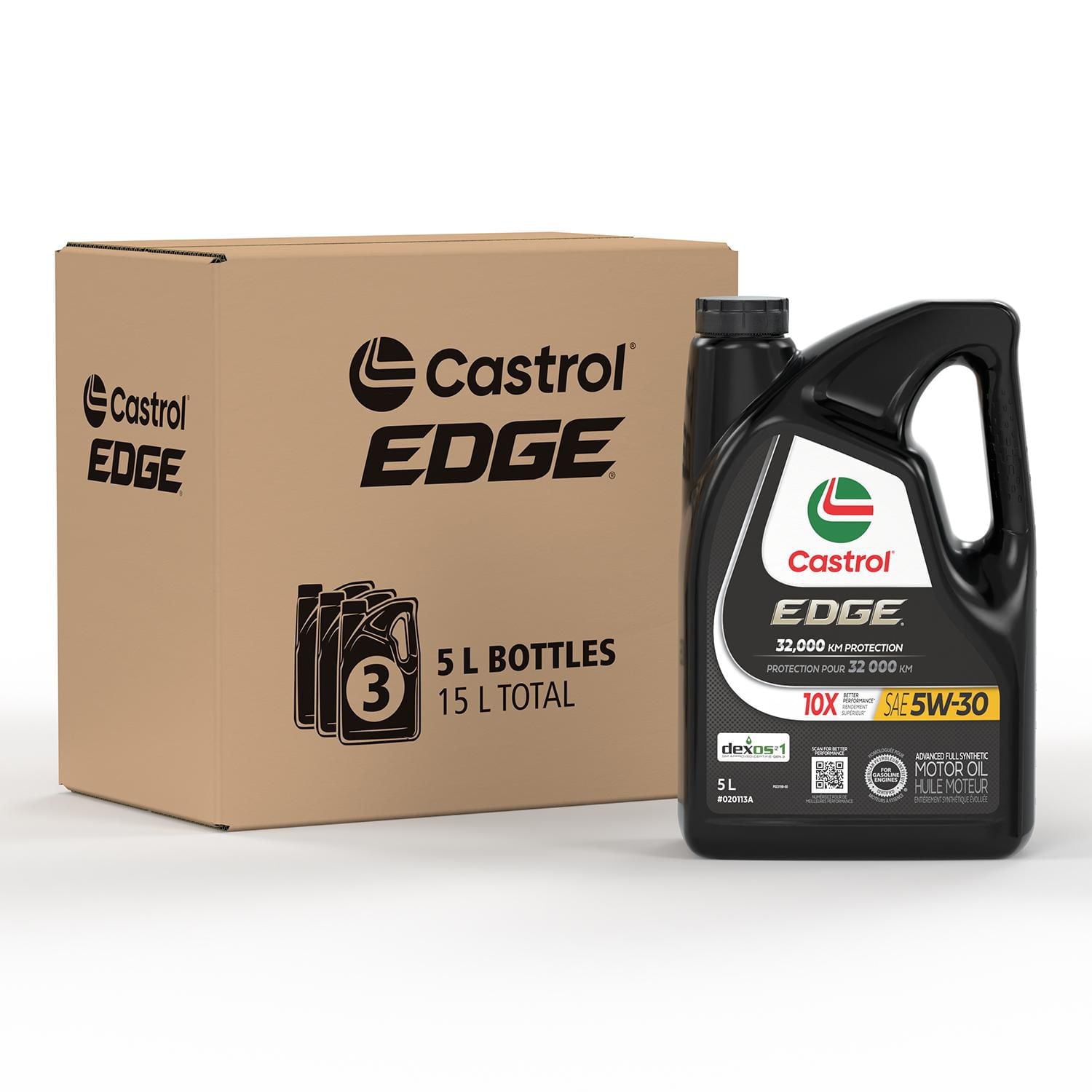 Huile Castrol EDGE 5W30 entièrement synthétique, 3 bidons de 5 L
