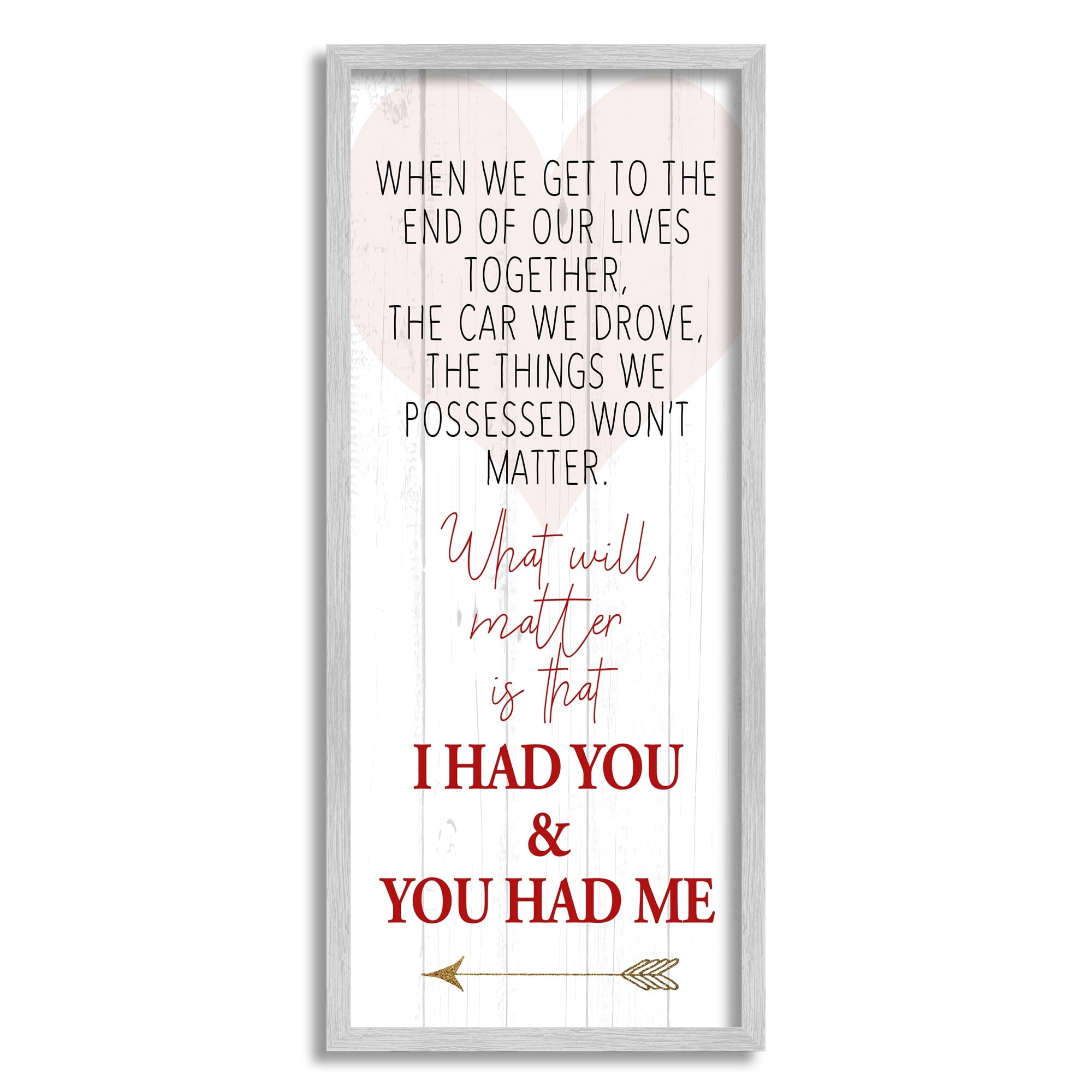 Stupell Industries What Matters I Had You Romantic Relationship Phrase, 13 x 30, Design by Kim Allen