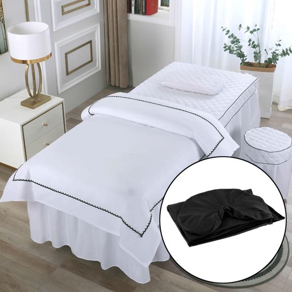 Serenable 3x Massage Table Sheet Set Beauty Salon Bedding Washable Lightweight Soft Face Cradle Cover SPA Bed Cover for Beauty Salon Black