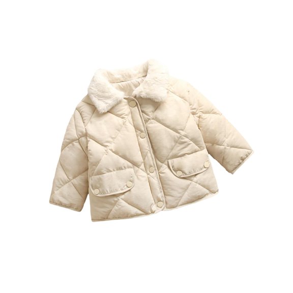 Yunhgft Baby Winter Coat Comfortable Outerwear Clothes Long Sleeve Daily Wear Top Lapel Beige 120cm Tall