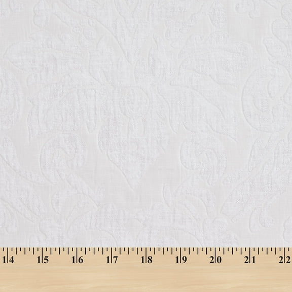 Geometric Chenille Upholstery Brocade Jacquard 58/59" Fabric By The Yard - White / White