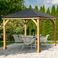 thumbnail image 2 of Aoodor 10 x 10 ft. Outdoor Solid Wooden Frame Gazebo with Galvanized Metal Hardtop Roof,  for Patio Backyard Deck and Lawns - Black Canopy, 2 of 6