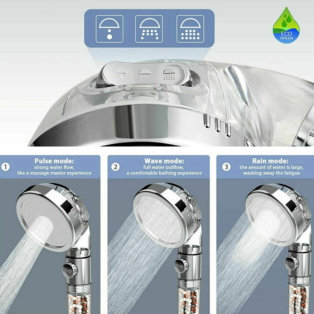 Shower Head Handheld 3 Showery Modes Pure Eco Spa with Water Filter Universal 