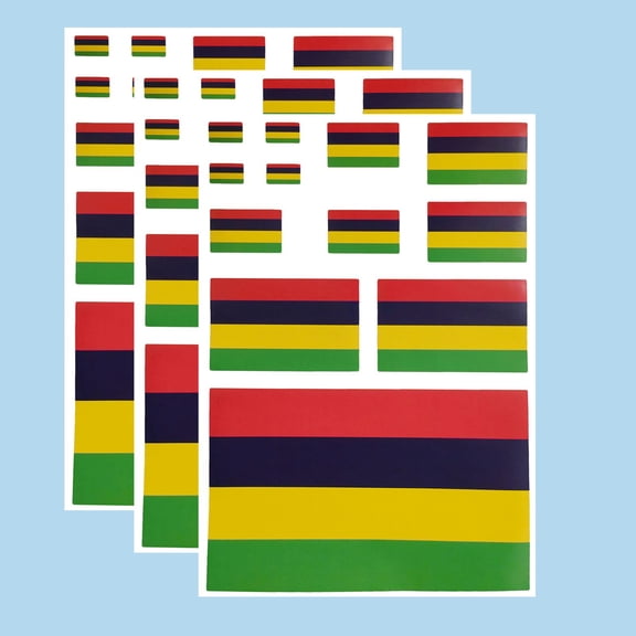 Ruoming Ruoming 3 PCS National Flag Stickers, Multiple Sizes, Self-Adhesive Decals for Cars, Phones, Bags(Mauritius)