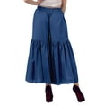 thumbnail image 4 of Moomaya Women's Elastic Waist Sharara Pants Cotton Loose Solid Color High Waist Dance Bottom, 4 of 6
