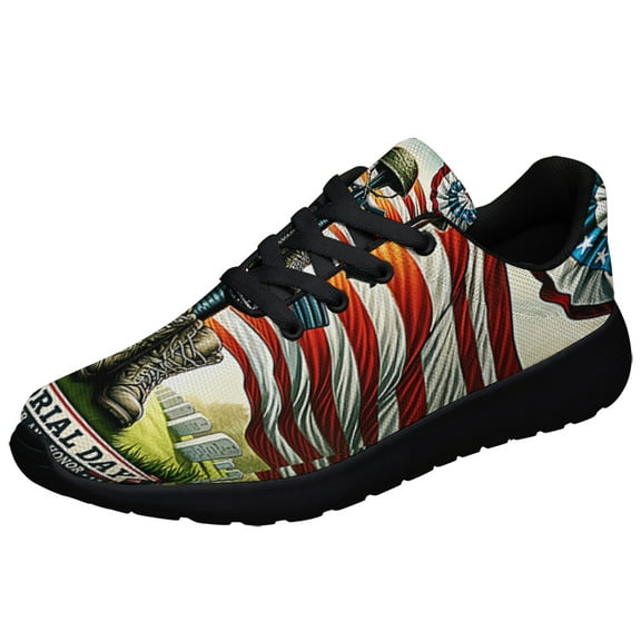 Memorial Day Remember and Honor American flag Patriot Shoes Sneakers Black Size 3.5