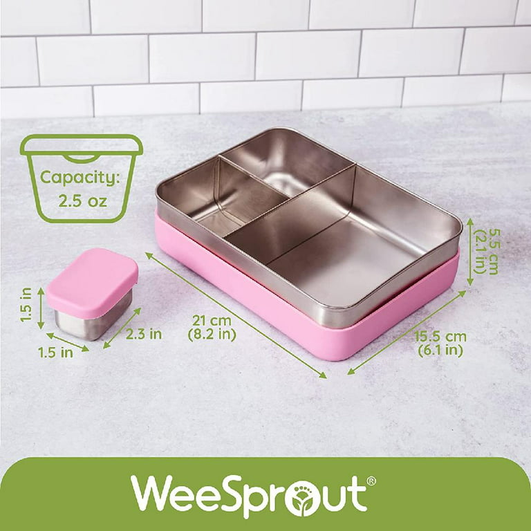 Weesprout 18/8 Stainless Steel Food Containers | Leakproof | Set of 3, Gray