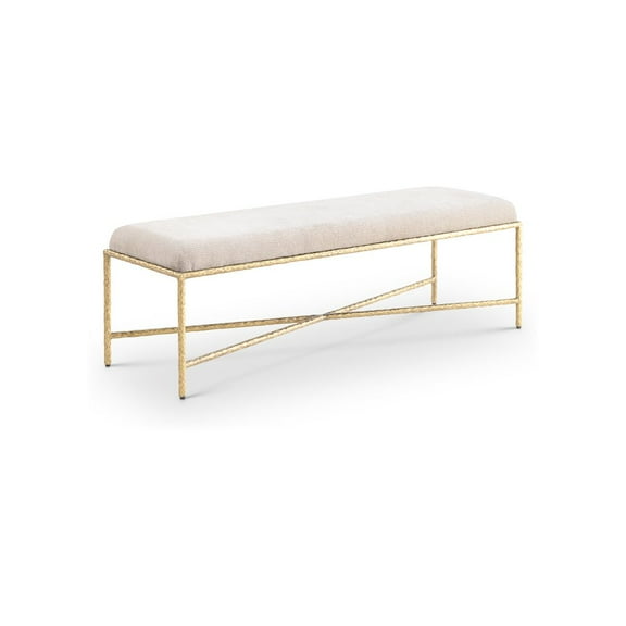 Meridian Furniture Valley Beige Chenille Fabric Bench